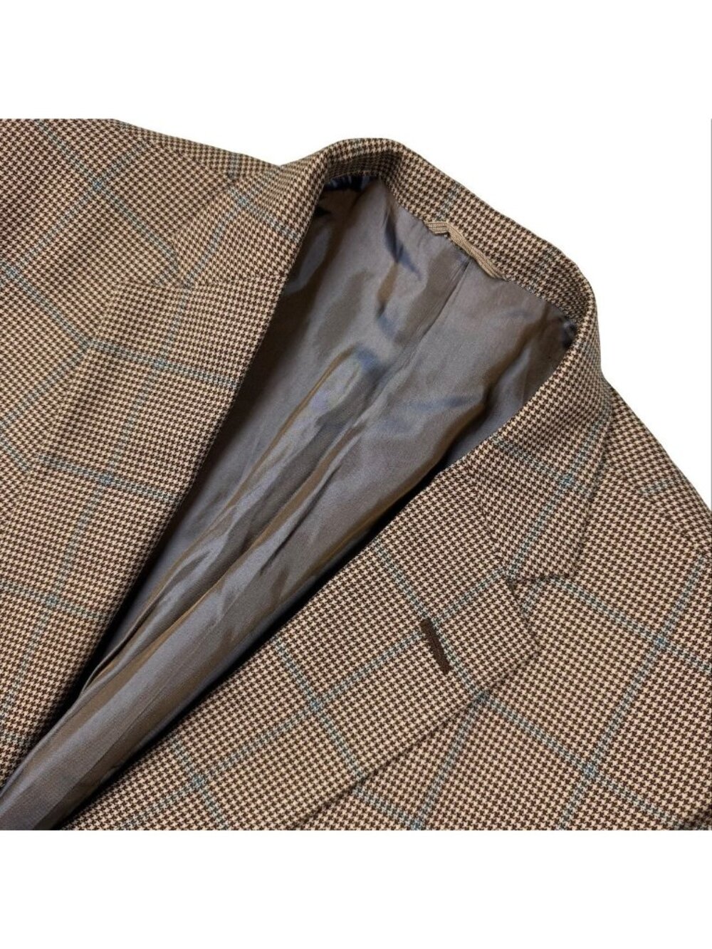 Innocenti Men’s Bespoke Custom Surgeons Cuffs Blazer Brown Windowpane • 44R